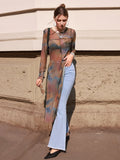 Buy Dazy Designer Tie Dye Split Hem Mesh Top Without Bra in Pakistan