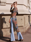 Buy Dazy Designer Tie Dye Split Hem Mesh Top Without Bra in Pakistan