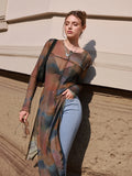 Buy Dazy Designer Tie Dye Split Hem Mesh Top Without Bra in Pakistan