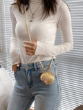 Buy SHEIN Designer Pearl Chain Women's Crossbody Bag Metal Shell Mini Shoulder Bag Purse Bag in Pakistan