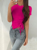 Buy SHEIN Drawstring Side Hanky Hem Tee in Pakistan