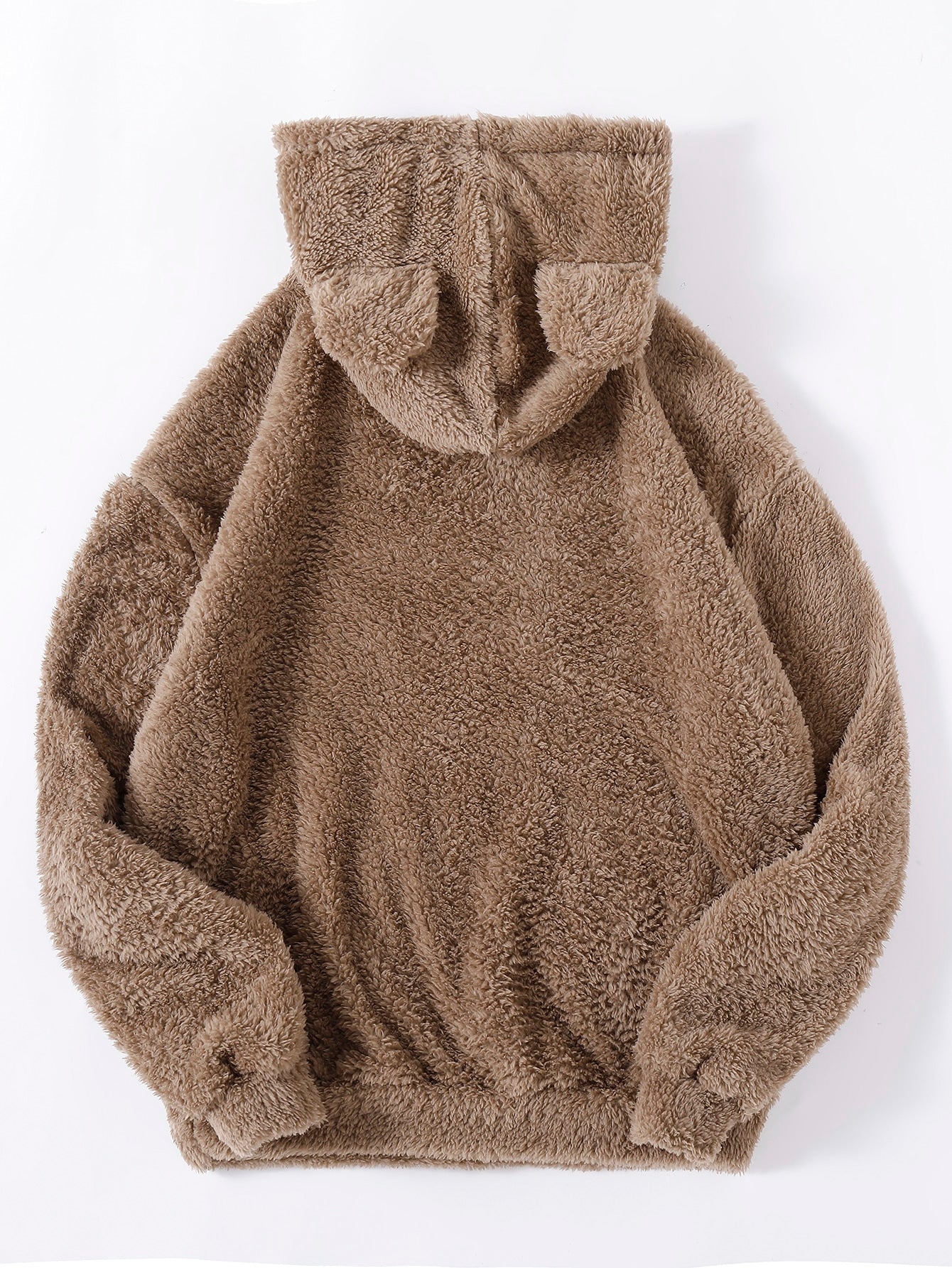 Buy SHEIN Drop Shoulder 3D Ear Teddy Hoodie in Pakistan