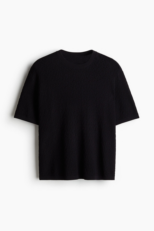 Buy Textured Crinkle Knit T-Shirt - Crinkle Black in Pakistan
