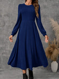 Buy SHEIN EMERY ROSE Women's Solid Color Ribbed Crew Neck Long Sleeve Dress in Pakistan