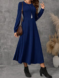 Buy SHEIN EMERY ROSE Women's Solid Color Ribbed Crew Neck Long Sleeve Dress in Pakistan