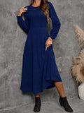 Buy SHEIN EMERY ROSE Women's Solid Color Ribbed Crew Neck Long Sleeve Dress in Pakistan