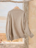 Buy SHEIN EMERY ROSE Women's V-Neck Cable Knit Long Sleeve Sweater in Pakistan