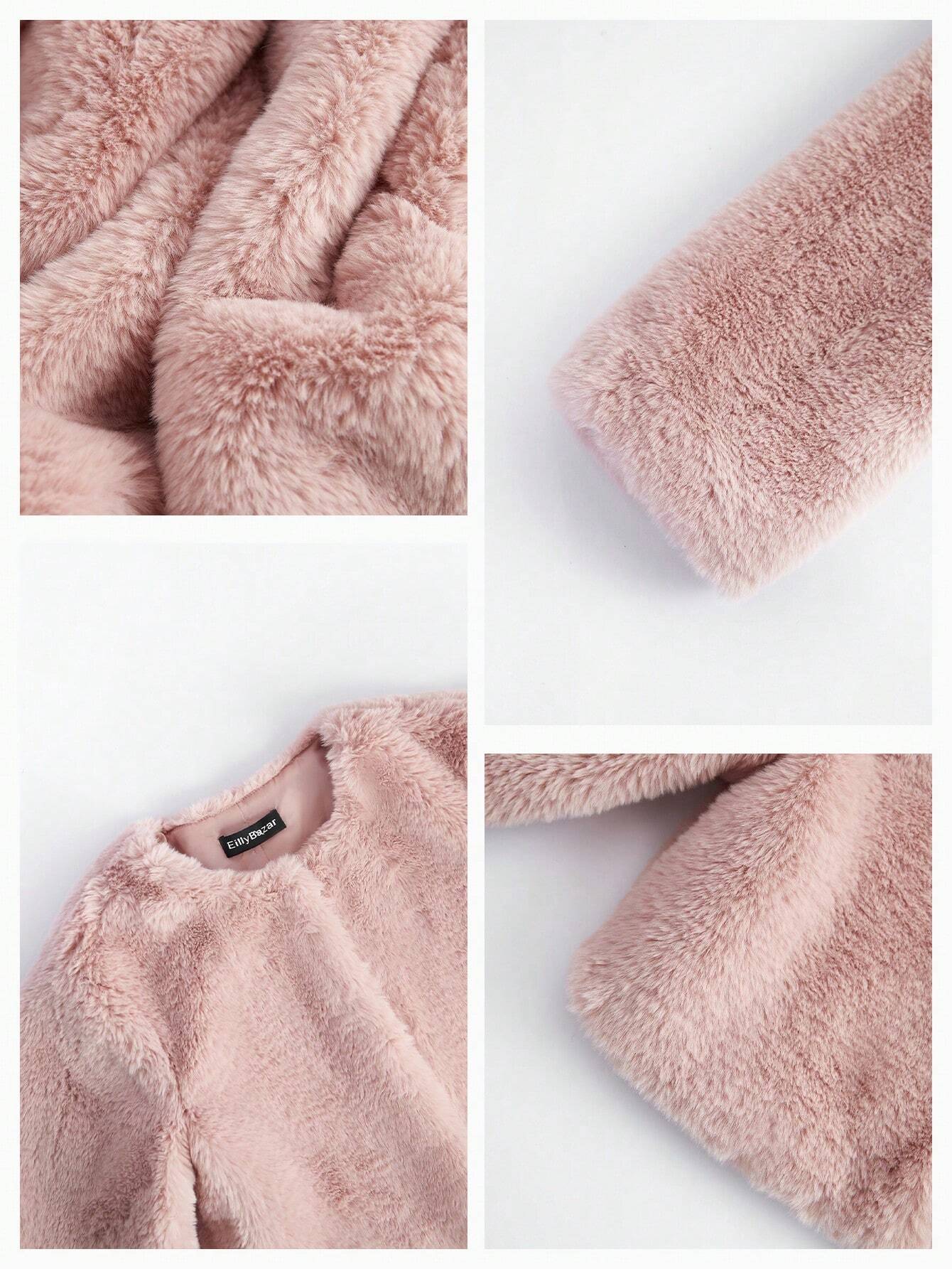 Buy SHEIN Eilly Bazar Solid Fuzzy Coat in Pakistan
