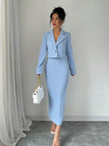 Buy SHEIN Elenzga 1set Blue Elegant Casual Ladies' Suit in Pakistan