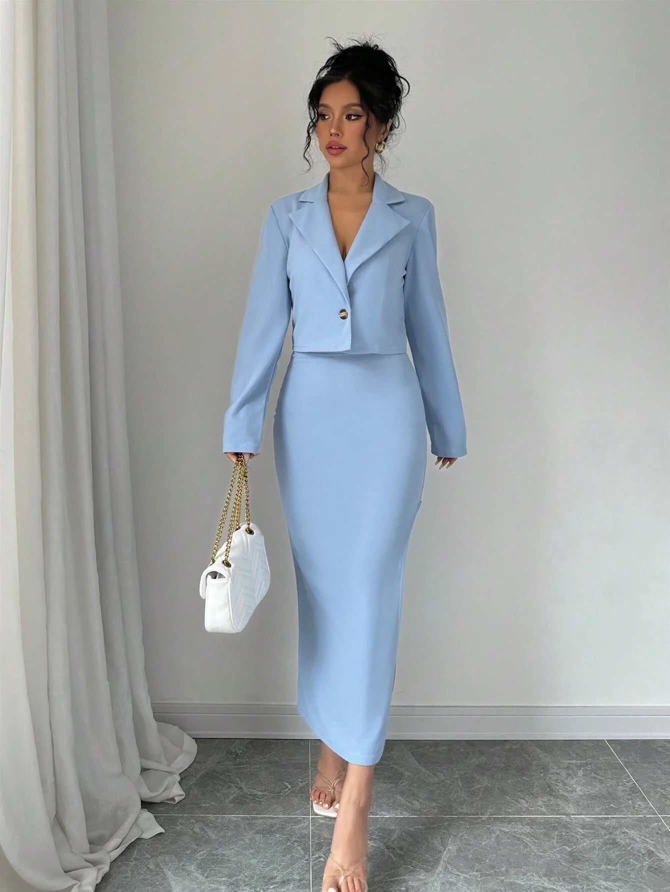 Buy SHEIN Elenzga 1set Blue Elegant Casual Ladies' Suit in Pakistan