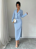 Buy SHEIN Elenzga 1set Blue Elegant Casual Ladies' Suit in Pakistan