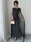 Buy SHEIN Elenzga Elegant Round Neck Sparkling Long Dress in Pakistan
