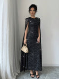 Buy SHEIN Elenzga Elegant Round Neck Sparkling Long Dress in Pakistan