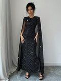 Buy SHEIN Elenzga Elegant Round Neck Sparkling Long Dress in Pakistan