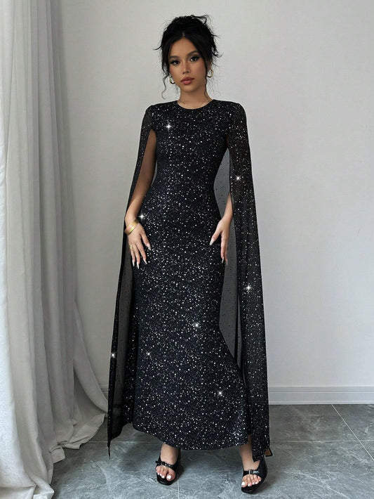 Buy SHEIN Elenzga Elegant Round Neck Sparkling Long Dress in Pakistan