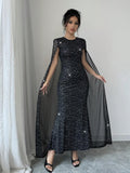 Buy SHEIN Elenzga Elegant Round Neck Sparkling Long Dress in Pakistan
