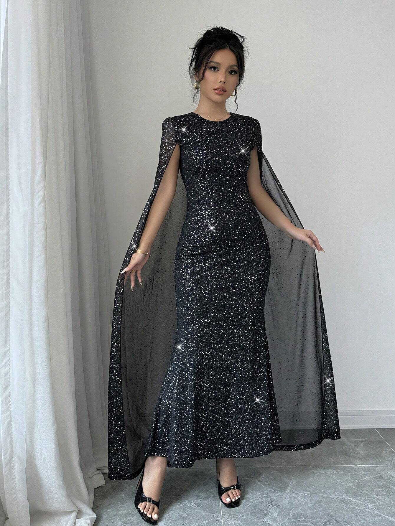 Buy SHEIN Elenzga Elegant Round Neck Sparkling Long Dress in Pakistan