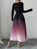 Buy SHEIN Elenzga Ombre Color Elegant Dress With Burn-Out Pleated Design, Sexy Women Maxi Women Outfit in Pakistan