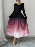 Buy SHEIN Elenzga Ombre Color Elegant Dress With Burn-Out Pleated Design, Sexy Women Maxi Women Outfit in Pakistan