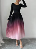 Buy SHEIN Elenzga Ombre Color Elegant Dress With Burn-Out Pleated Design, Sexy Women Maxi Women Outfit in Pakistan