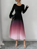 Buy SHEIN Elenzga Ombre Color Elegant Dress With Burn-Out Pleated Design, Sexy Women Maxi Women Outfit in Pakistan