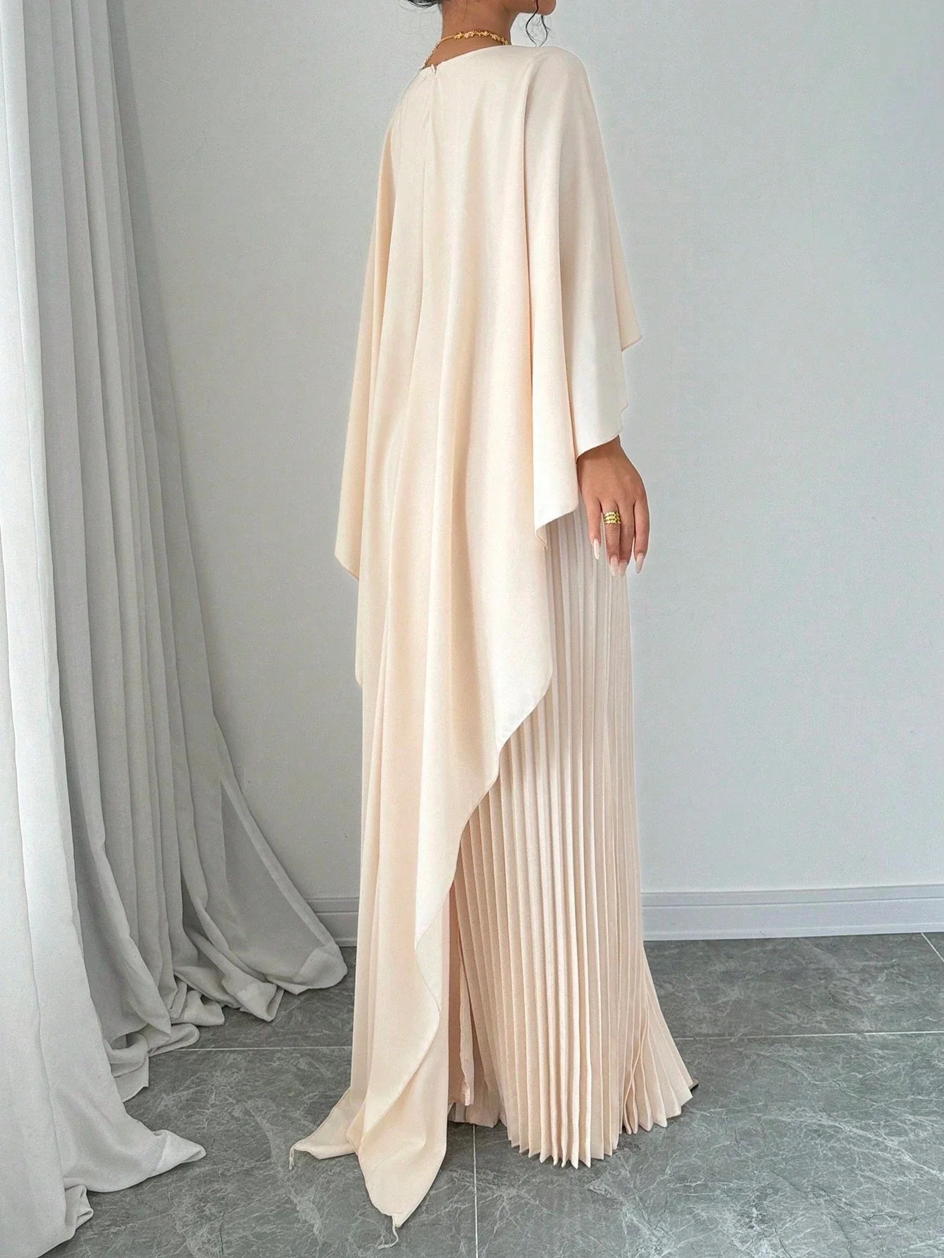 Buy SHEIN Elenzga Women Elegant Solid Color Minimalist Casual Poncho Sleeve Dress Maxi Women Outfit in Pakistan