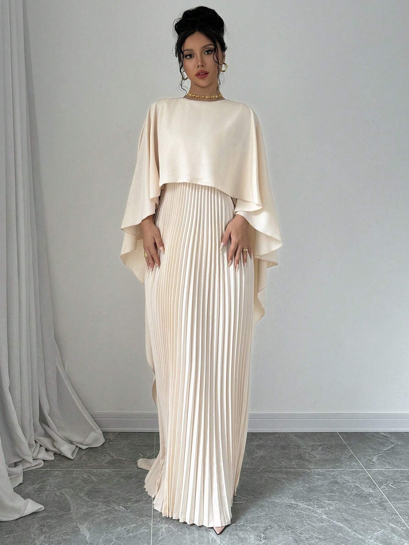 Buy SHEIN Elenzga Women Elegant Solid Color Minimalist Casual Poncho Sleeve Dress Maxi Women Outfit in Pakistan