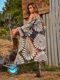 Buy SHEIN Embroidered Mesh Tie Front Longline Kimono in Pakistan
