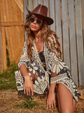 Buy SHEIN Embroidered Mesh Tie Front Longline Kimono in Pakistan