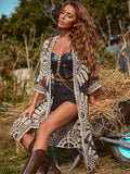 Buy SHEIN Embroidered Mesh Tie Front Longline Kimono in Pakistan