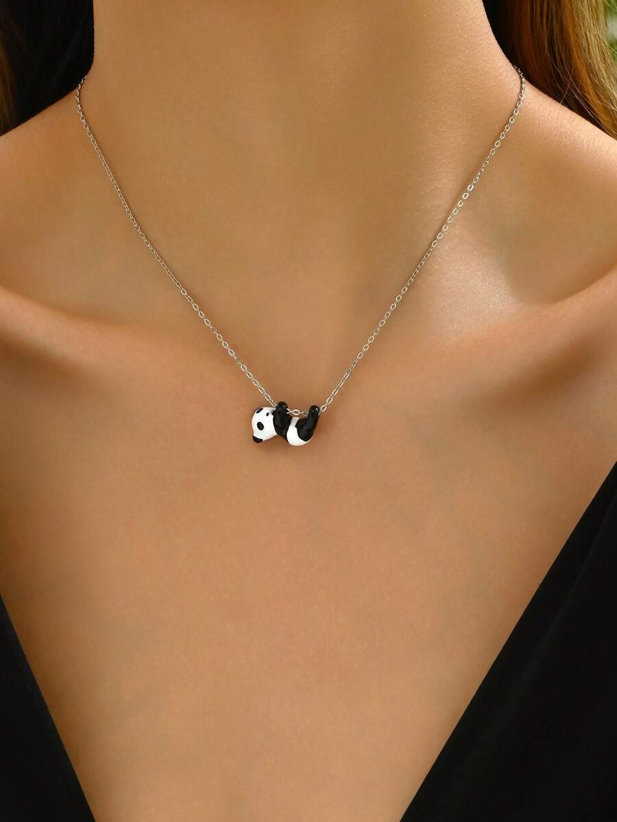 Buy SHEIN Enamel Drip Oil Panda Necklace, Unique Design, Cartoon Cute, Fashionable Ins Style in Pakistan