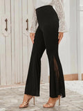 Buy Shein Eyelash Lace Insert Flare Leg Pants in Pakistan