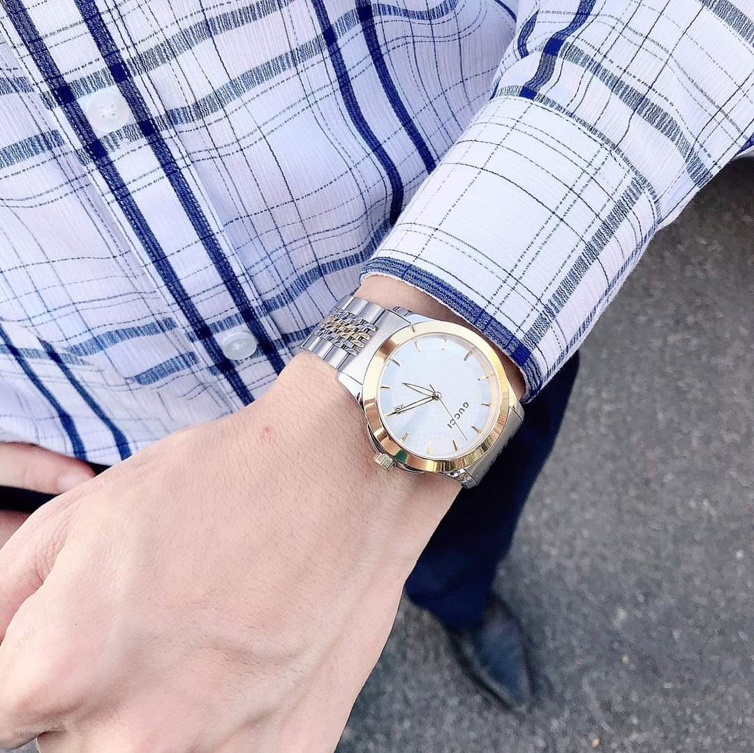 Buy Gucci G Timeless Silver Dial Two Tone Steel Strap Watch for Men - YA126409 in Pakistan