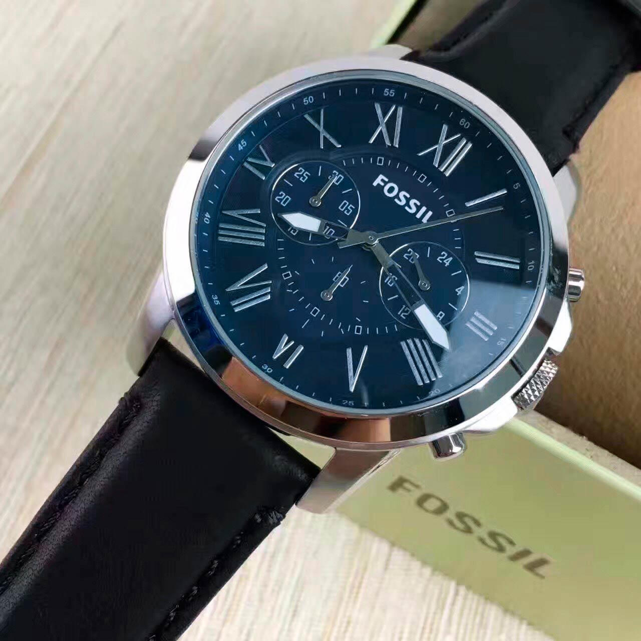 Buy Grant Navy Blue Dial Black Leather Strap Watch For Men in Pakistan