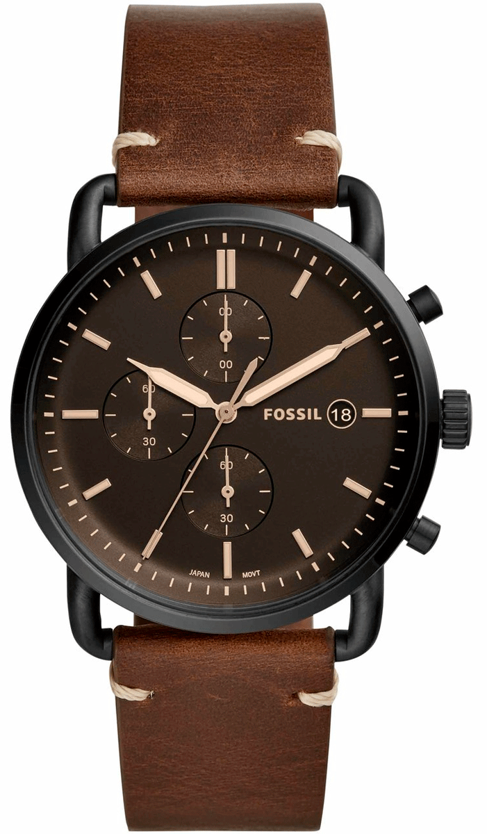 Buy Commuter Black Dial Brown Leather Strap Watch For Men in Pakistan