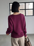 Buy SHEIN FRIFUL Solid Asymmetrical Neck Drop Shoulder Sweater in Pakistan