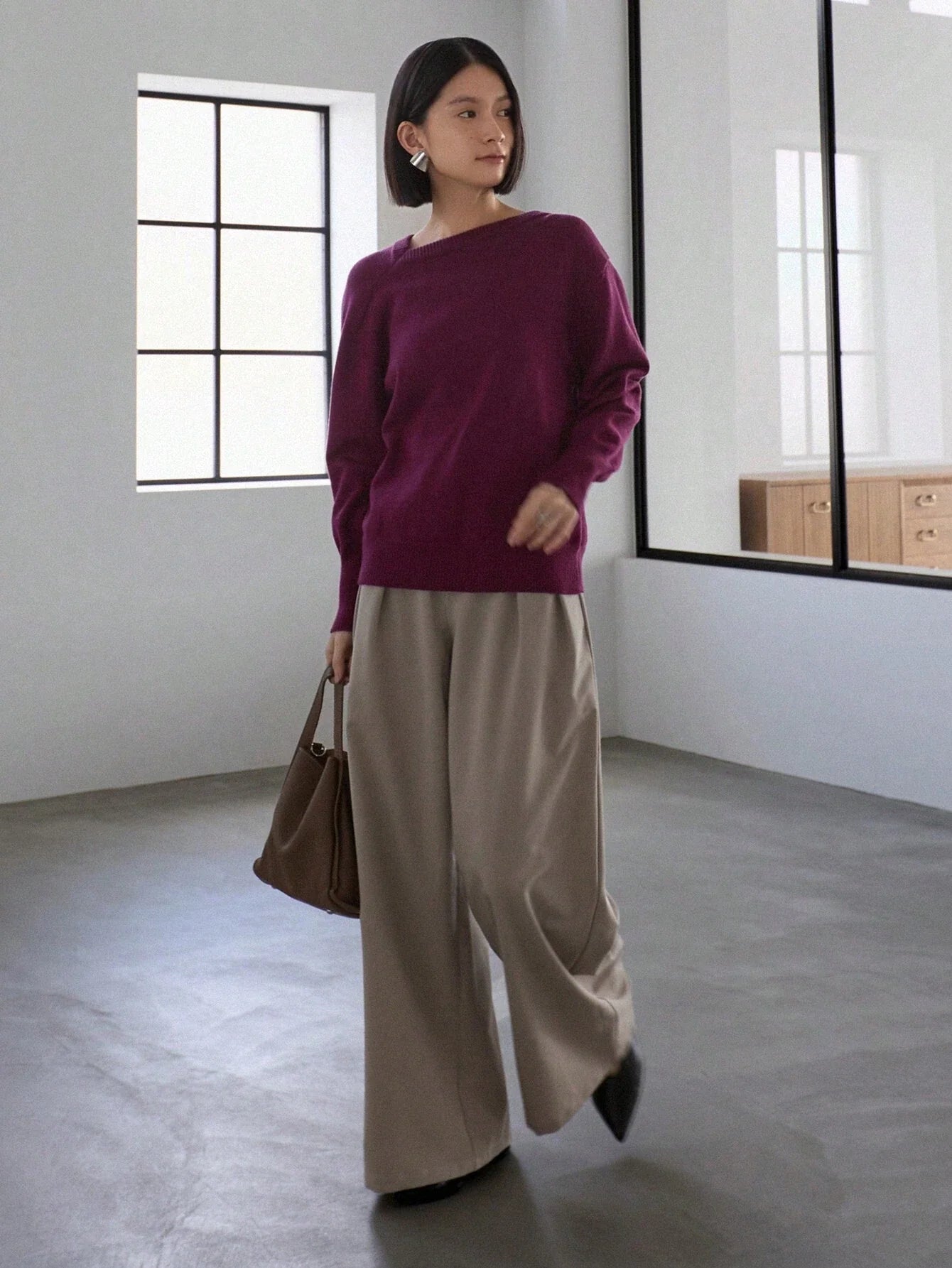 Buy SHEIN FRIFUL Solid Asymmetrical Neck Drop Shoulder Sweater in Pakistan