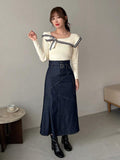 Buy SHEIN FRIFUL Women's Long Sleeve Knitted Sweater With Bow Decoration,Long Sleeve Tops in Pakistan