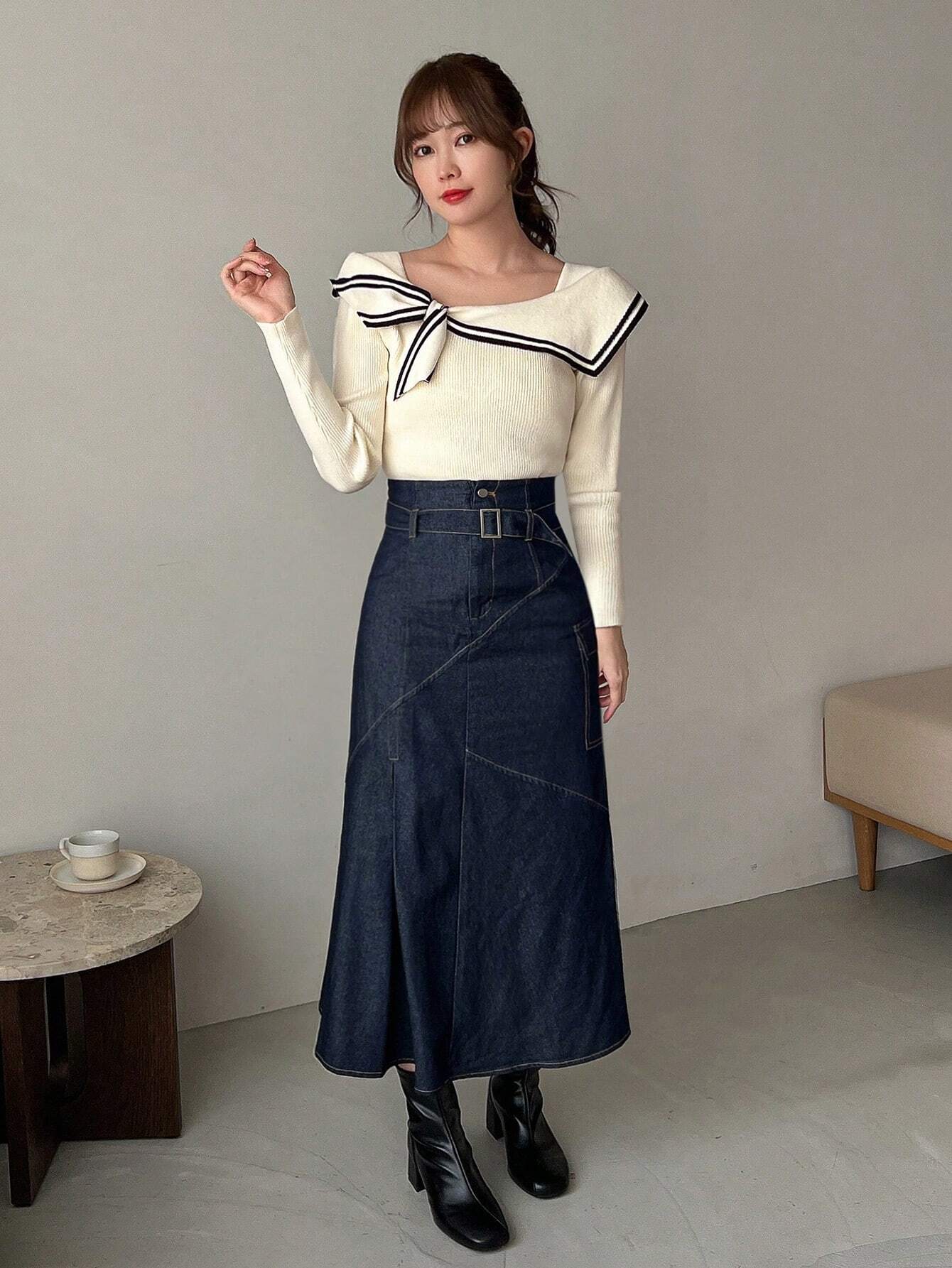 Buy SHEIN FRIFUL Women's Long Sleeve Knitted Sweater With Bow Decoration,Long Sleeve Tops in Pakistan