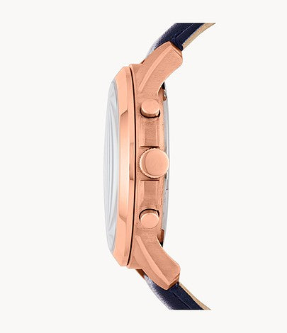 Buy Fossil Men's Quartz Chronograph Blue Leather Strap Blue Dial 44mm Watch FS4835 in Pakistan