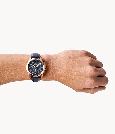 Buy Fossil Men's Quartz Chronograph Blue Leather Strap Blue Dial 44mm Watch FS4835 in Pakistan