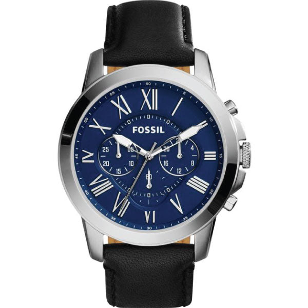 Buy Grant Navy Blue Dial Black Leather Strap Watch For Men in Pakistan