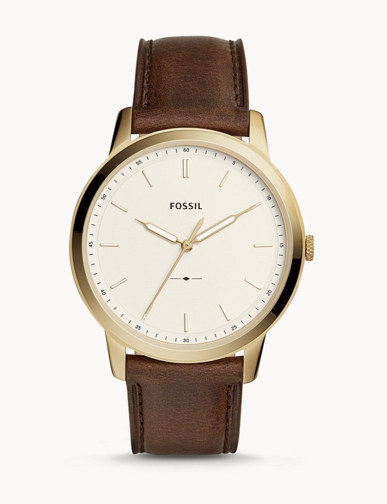 Buy The Minimalist Gold Dial Brown Leather Strap Watch For Men in Pakistan
