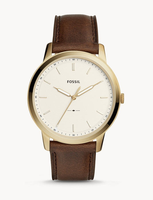 Buy The Minimalist Gold Dial Brown Leather Strap Watch For Men in Pakistan