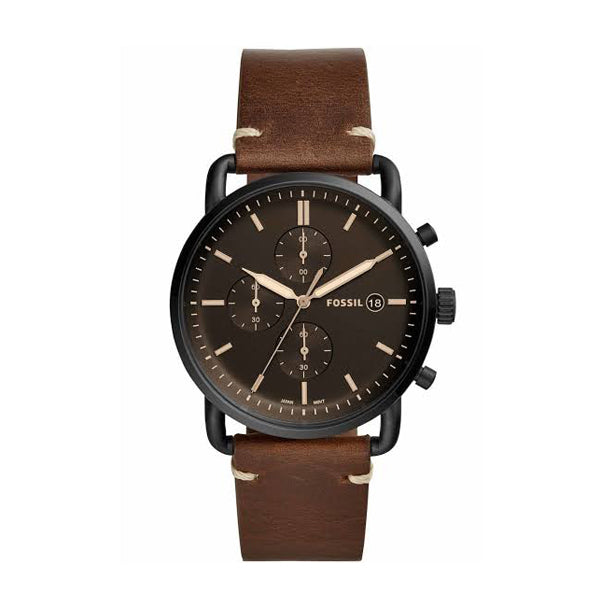 Buy Commuter Black Dial Brown Leather Strap Watch For Men in Pakistan