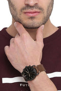 Buy Commuter Black Dial Brown Leather Strap Watch For Men in Pakistan