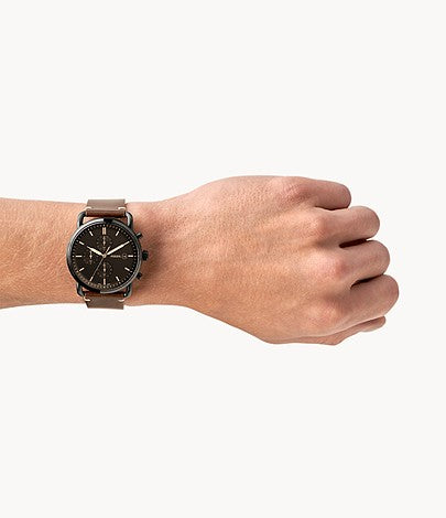 Buy Commuter Black Dial Brown Leather Strap Watch For Men in Pakistan