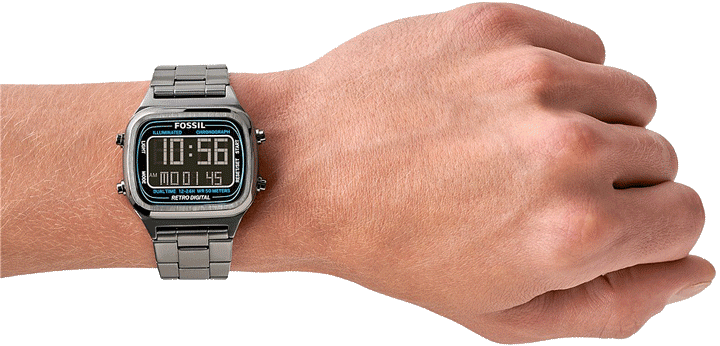 Buy Retro Digital Smoke Digital Dial Grey Steel Strap Watch For Men in Pakistan