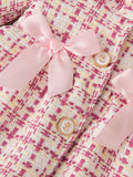 Buy SHEIN Baby Girl Cute Pink Plaid Lace Collar & Bowknot Dress With Beret Cap Outfit in Pakistan