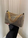 Buy SHEIN Fashion Evening Bag, Round Cylinder Full Rhinestones Chain Crossbody Bag, Zipper Closure Versatile Shoulder Bag, Sparkly Casual Bag in Pakistan